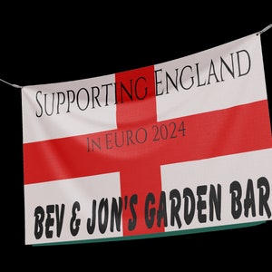 Personalised England Flag St George's Day Banner Poster Decorations Red white Customised Sign Bunting Football Euro 2024 Rugby Championship image 7