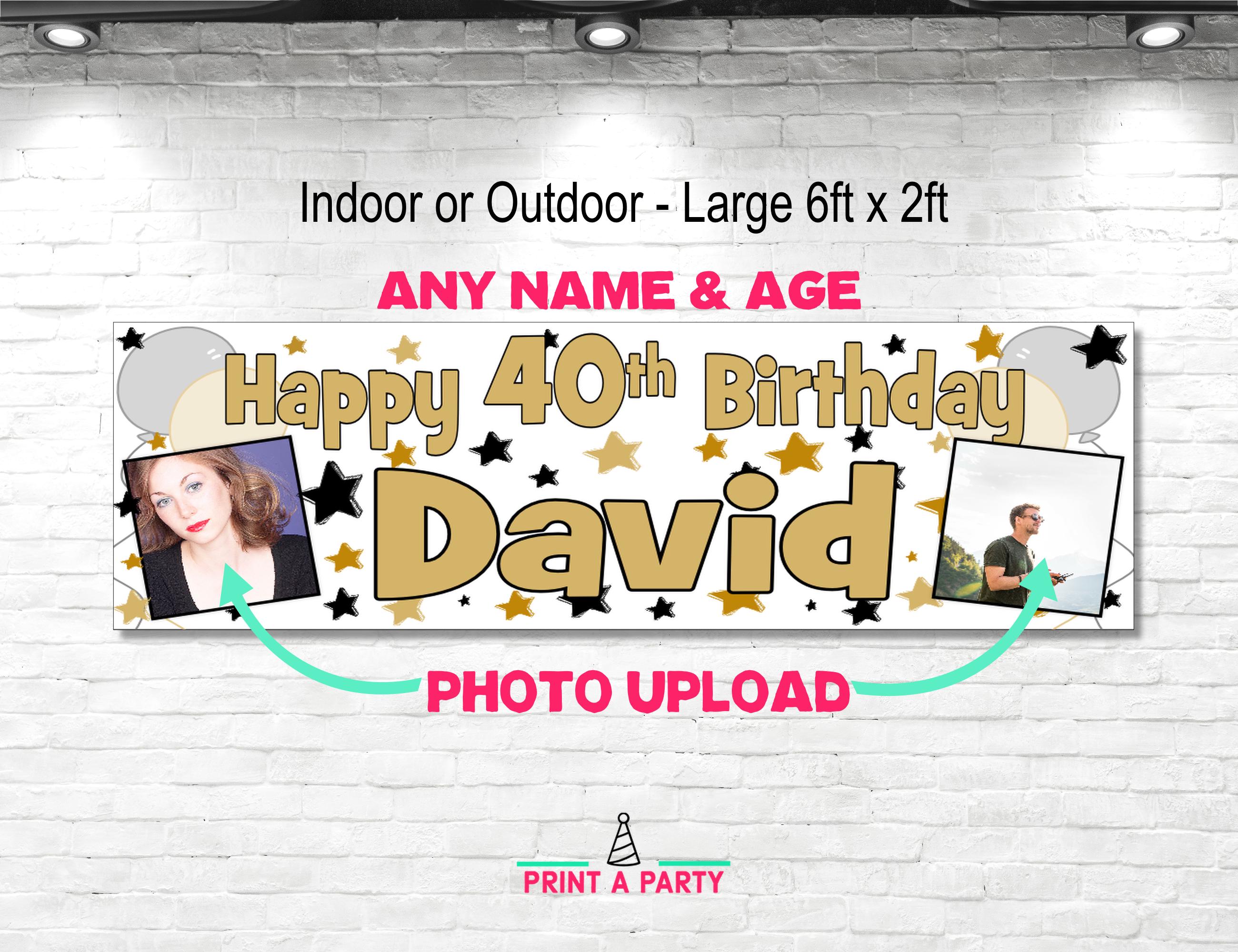 Happy Birthday Party Balloons Personalised Happy Birthday Banner - Add  Photo \u0026 Message For 1st, 18th, 30th, 40th+ Happy Birthday Banner With Photo, image size:2600x2000