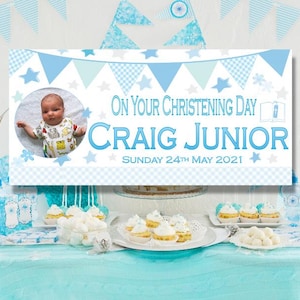 Banner de bautizo personalizado: fondo fotográfico grande para bautizo de niño