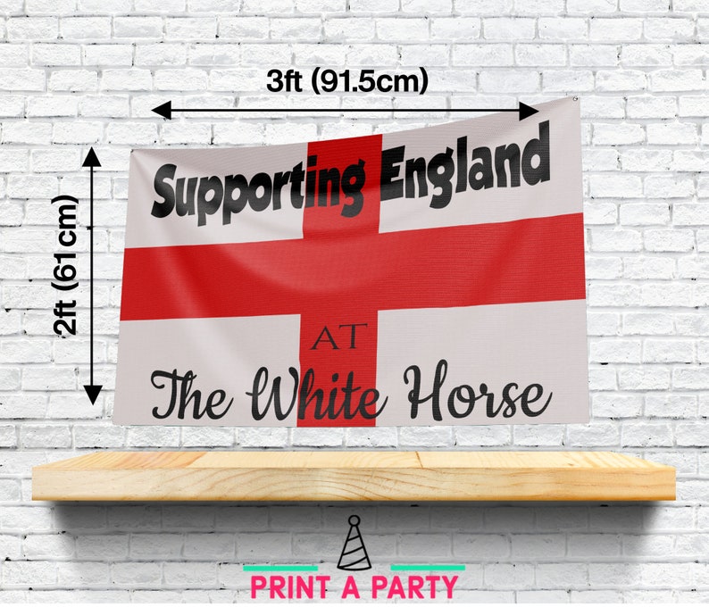 Personalised England Flag St George's Day Banner Poster Decorations Red white Customised Sign Bunting Football Euro 2024 Rugby Championship image 2