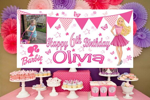 Grande Barbie Personnalisee Anniversaire Banniere Affiche Etsy