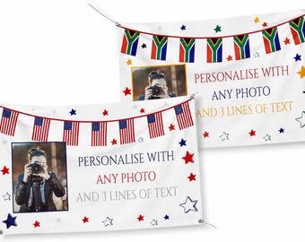 Gran pancarta personalizada con la bandera de cualquier país y foto / Cualquier nacionalidad / Cumpleaños, Bienvenida a casa, Fútbol, Rugby, Deportes y decoración para fiestas
