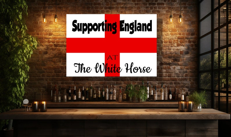 Personalised England Flag St George's Day Banner Poster Decorations Red white Customised Sign Bunting Football Euro 2024 Rugby Championship image 5