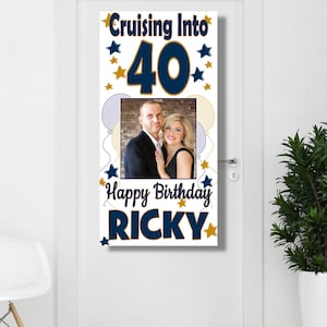 Cartel de cumpleaños personalizado para puerta de crucero, diseño de patos, color rosa y azul, con nombre, edad, foto, decoración de cabina, para hombres, mujeres, niños y niñas.