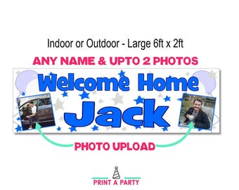 Banner de bienvenida a casa: letrero grande de bienvenida personalizado con nombre y foto
