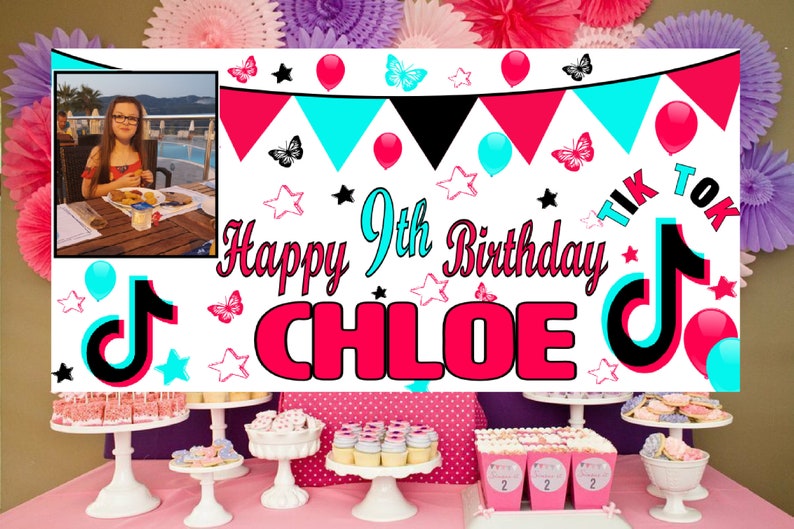 Large Personalised Tik Tok Birthday Banner