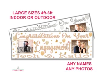 Personalized Engagement Banner: Rose Gold Photo Backdrop, Party Decor