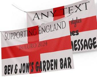 Personalised England Flag St George's Day Banner Poster Decorations Red white Customised Sign Bunting Football Euro 2024 Rugby Championship