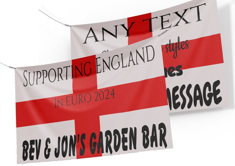 Personalised England Flag St George's Day Banner Poster Decorations Red white Customised Sign Bunting Football Euro 2024 Rugby Championship image 1