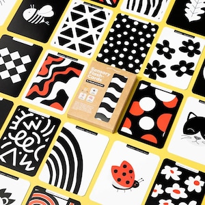 60 sensorische flitskaarten met hoog contrast (0-6 maanden oud) - zwart-wit sensorisch babyspeelgoed - flitskaarten pasgeboren baby - perfect nieuw babycadeau