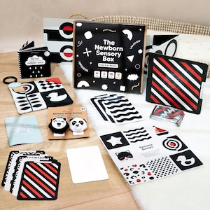 Neugeborenen Sensory Play Kit (0-6 Monate) - Bestes einzigartiges neues Baby-Geschenkset - Neugeborenen-Geschenkbox - Babypartygeschenk - Babygeschenk - Kontrastspielzeug