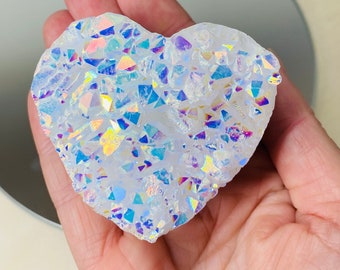 Aura Quartz crystal cluster love heart