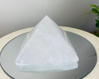 Clear Quartz pyramid - unique office display piece or paper weight