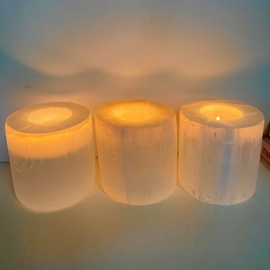 Medium Selenite tea light candle holder