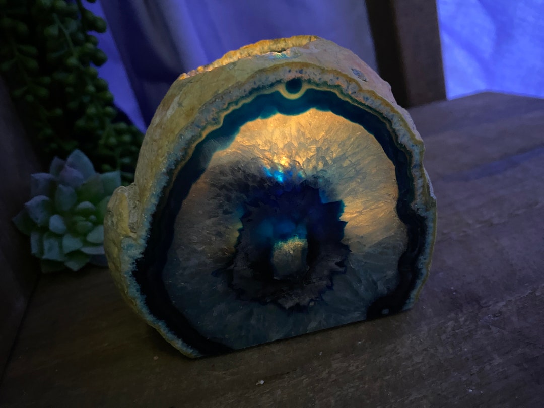 Blue Agate Natural Stone Tea Light Candle Holder Etsy