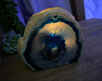 Blue Agate, natural stone, tea light Candle Holder