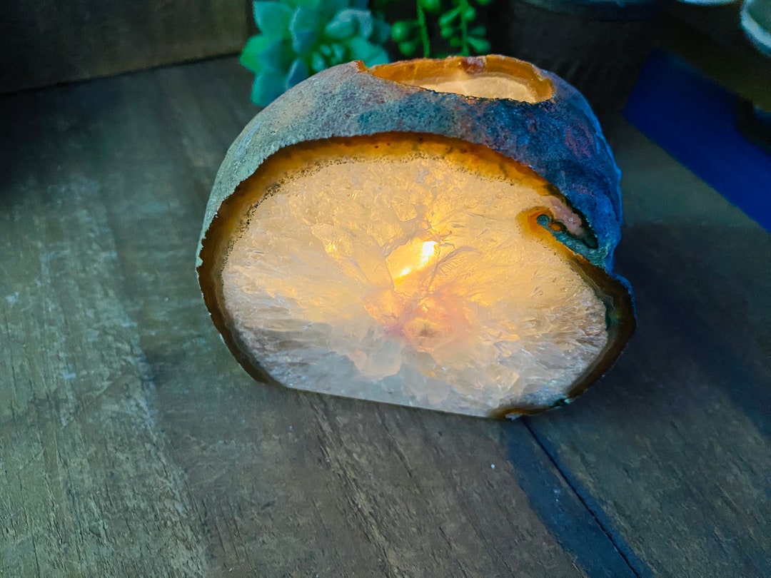 Natural Agate Tea Light Candle Holder natural Stone / Etsy