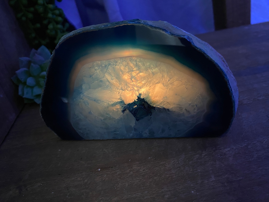 Blue Agate Natural Stone Tea Light Candle Holder Etsy