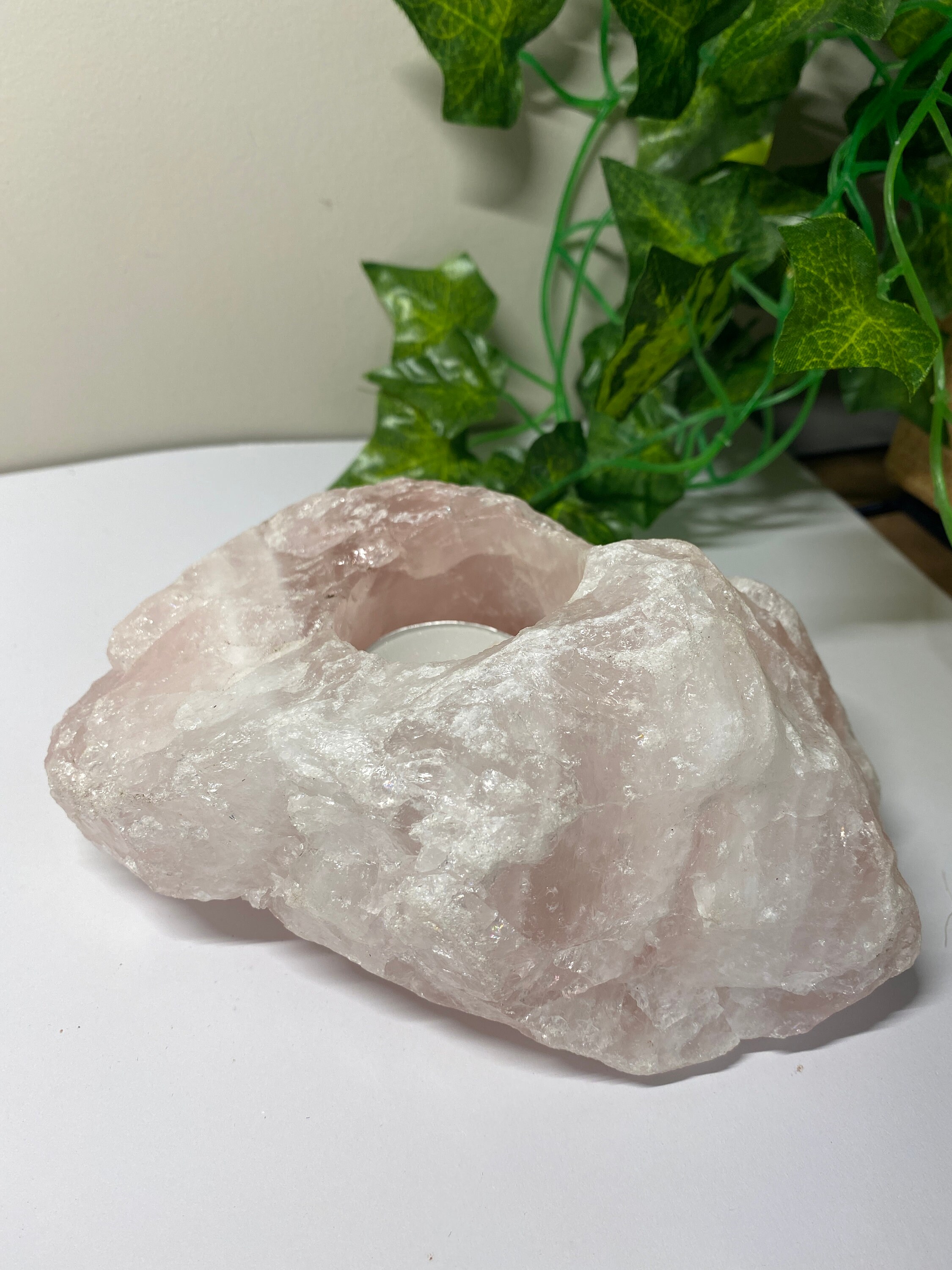 Rose Quartz Tea Light Candle Holder Home Decor Bedroom Etsy Australia