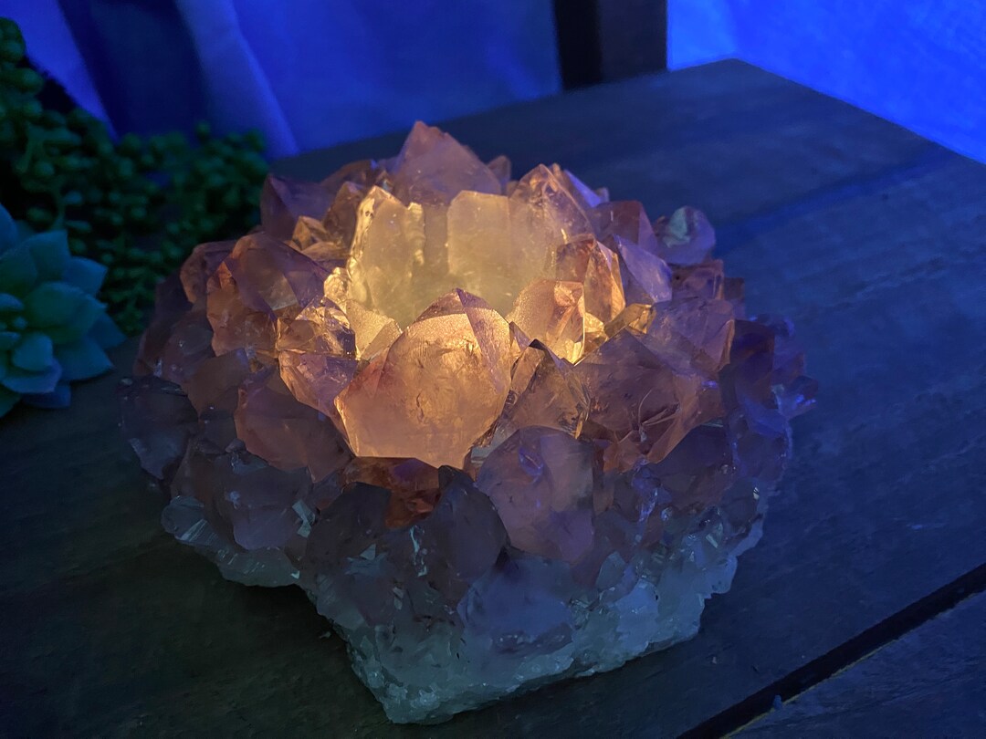 Amethyst Crystal Tea Light Candle Holder Home Décor or Etsy