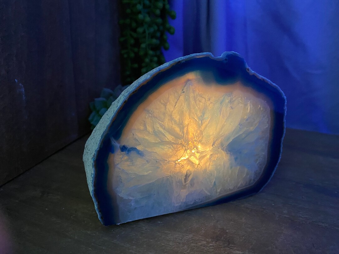 Blue Agate Natural Stone Tea Light Candle Holder Etsy