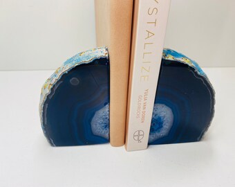 Blue Agate book ends (small)