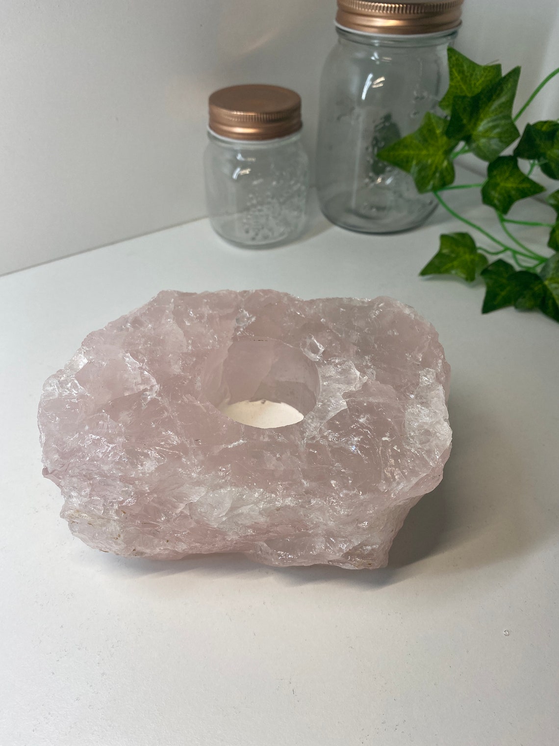 Rose Quartz Tea Light Candle Holder Etsy Australia