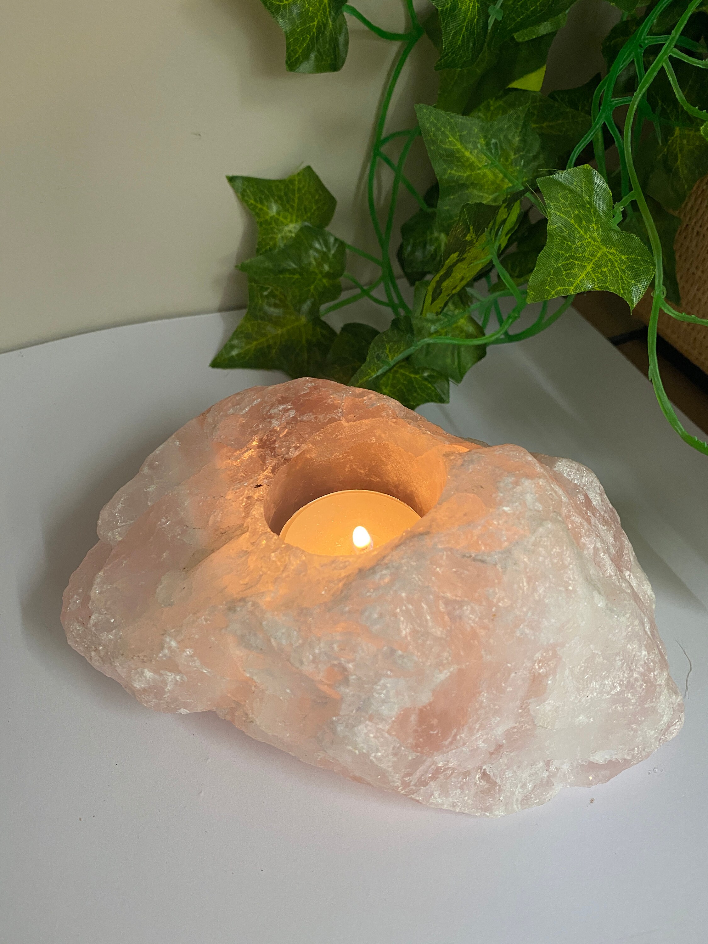 Rose Quartz Tea Light Candle Holder Home Decor Bedroom Etsy Australia