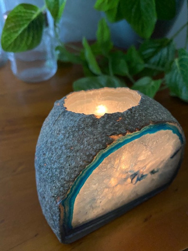 Blue Agate tea light Candle Holder home decor or unique gift Etsy