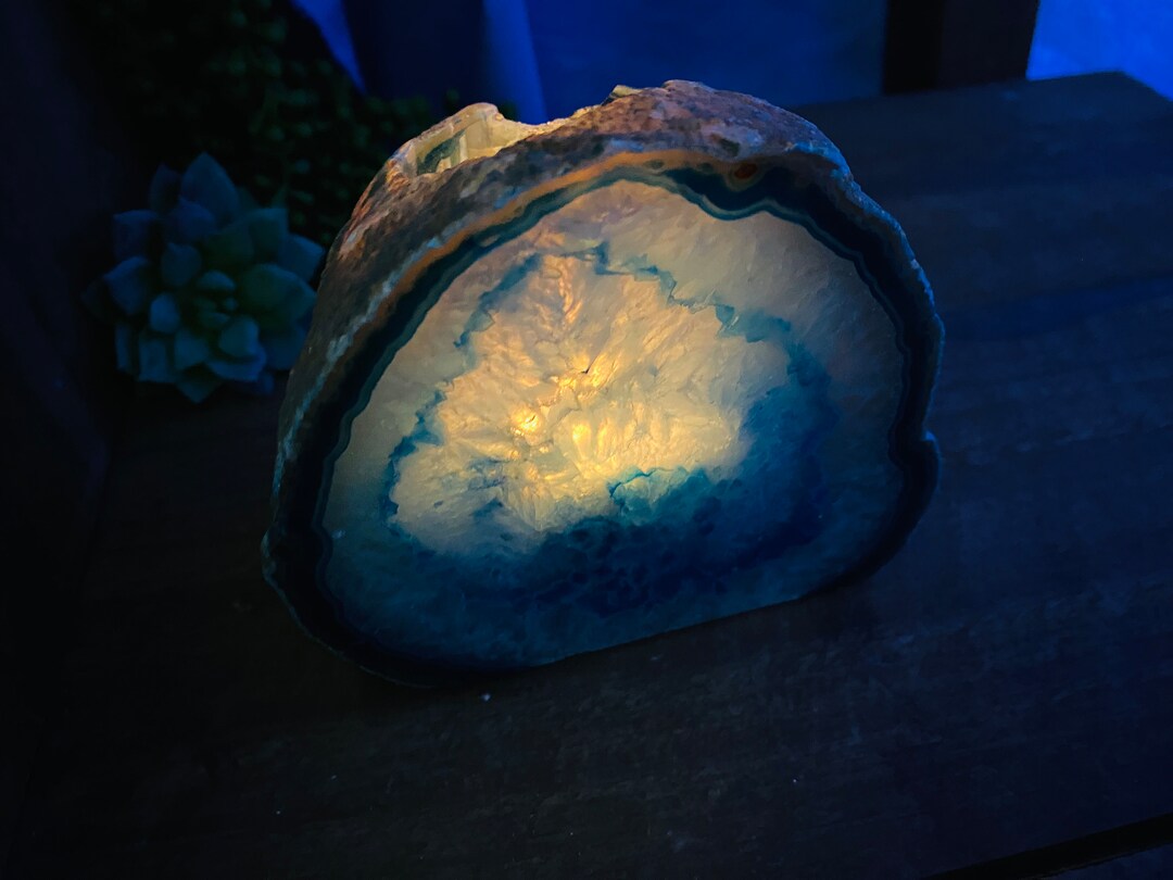 Blue Agate, Natural Stone, Tea Light Candle Holder Etsy