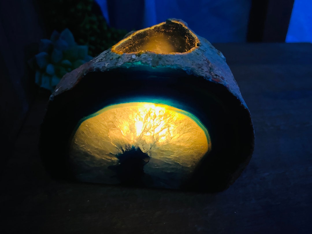 Blue Agate Natural Stone Tea Light Candle Holder Etsy
