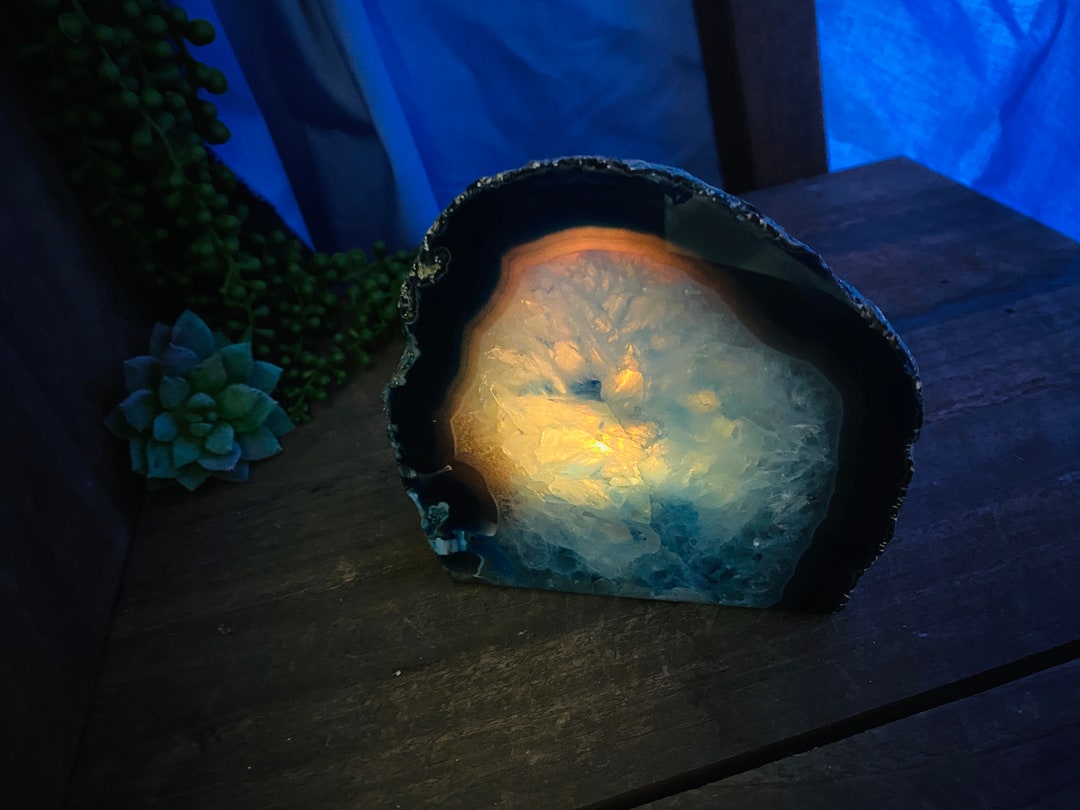 Blue Agate, Natural Stone, Tea Light Candle Holder Etsy