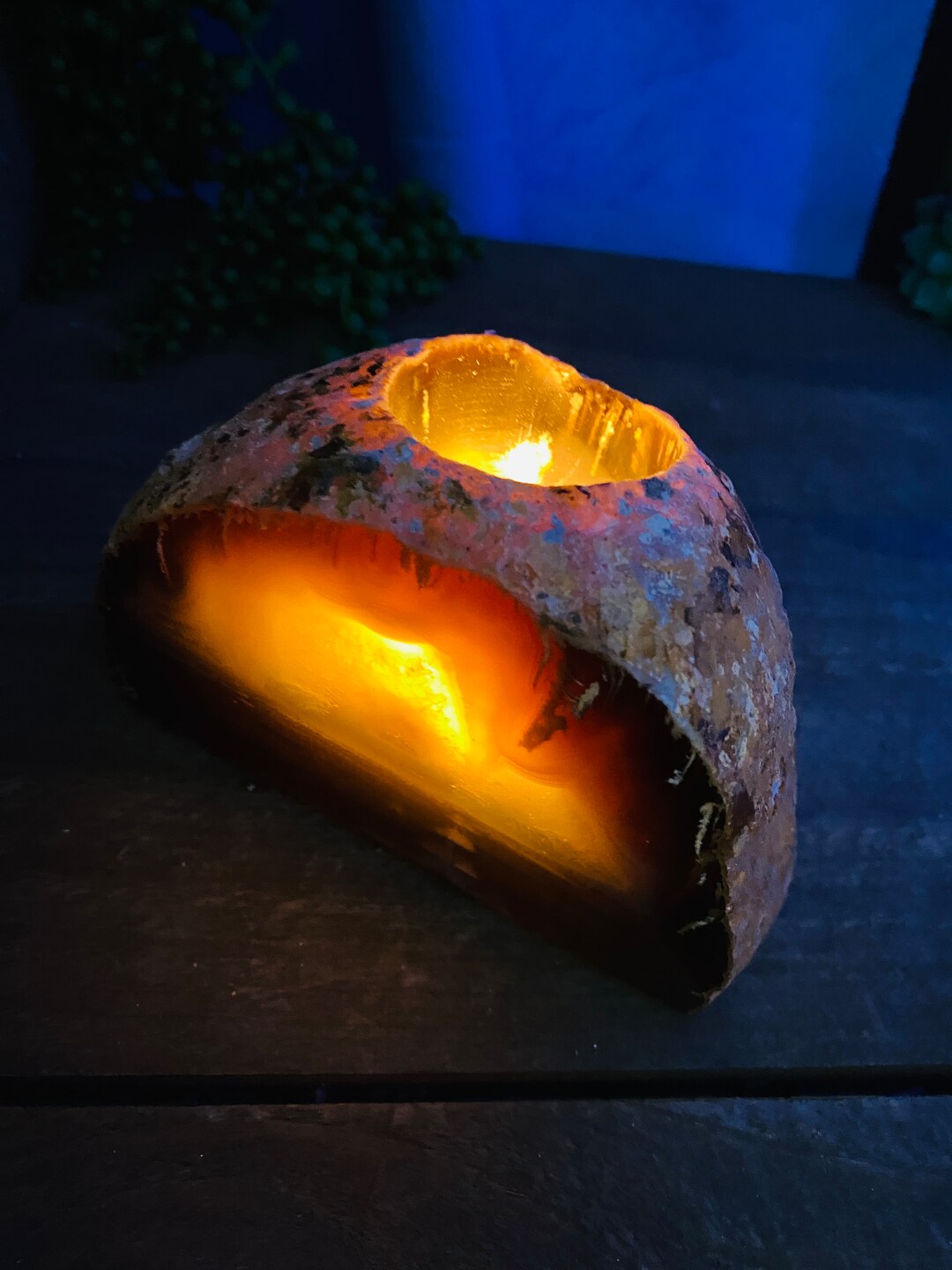 Natural Agate Tea Light Candle Holder natural Stone / Etsy