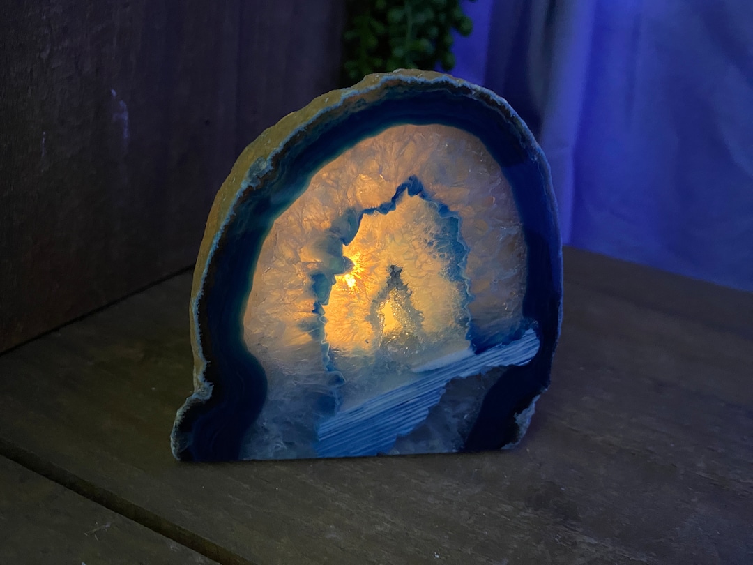 Blue Agate Natural Stone Tea Light Candle Holder Etsy