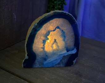 Blue Agate, natural stone, tea light Candle Holder