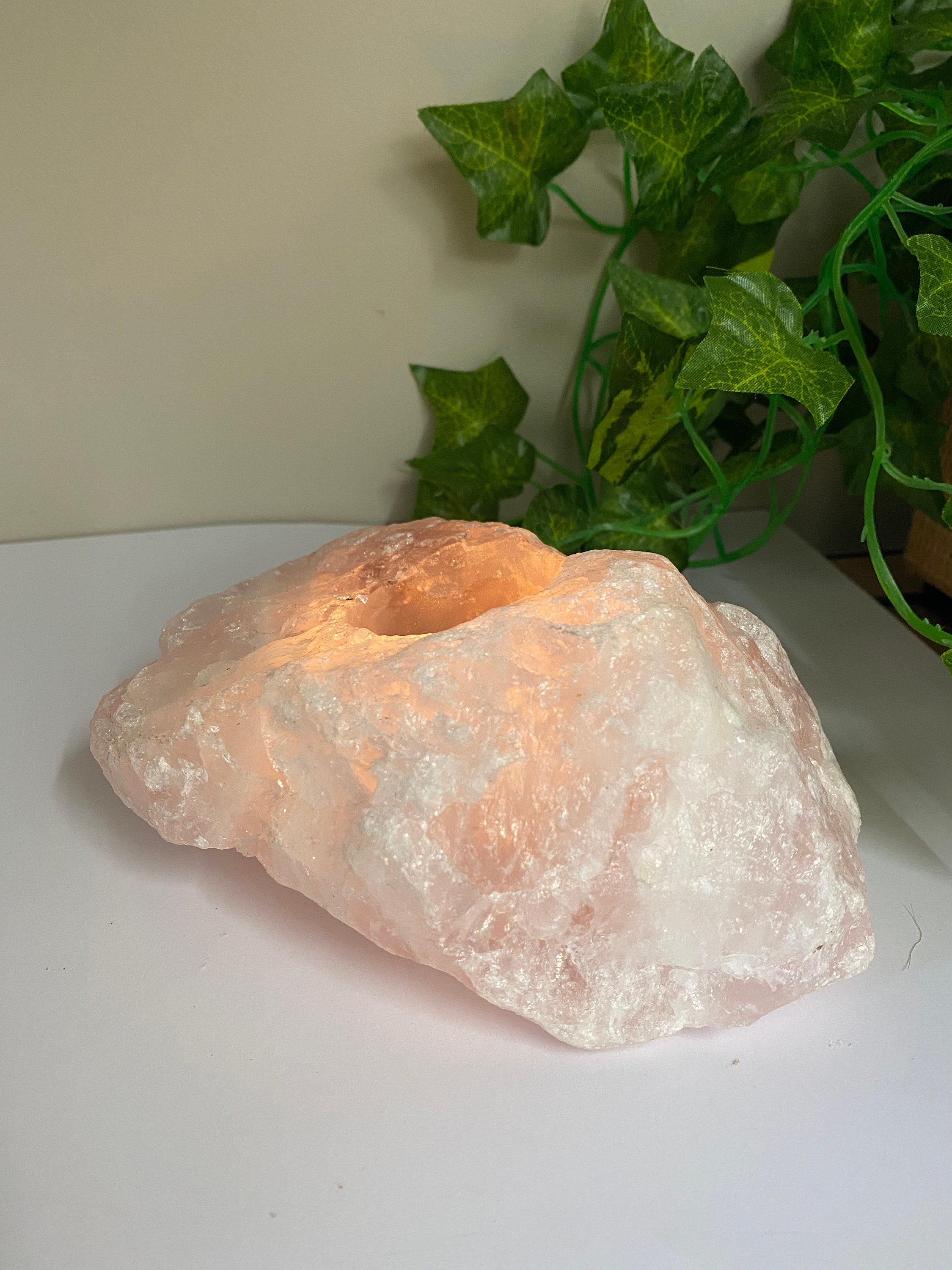 Rose Quartz Tea Light Candle Holder Home Decor Bedroom Etsy Australia