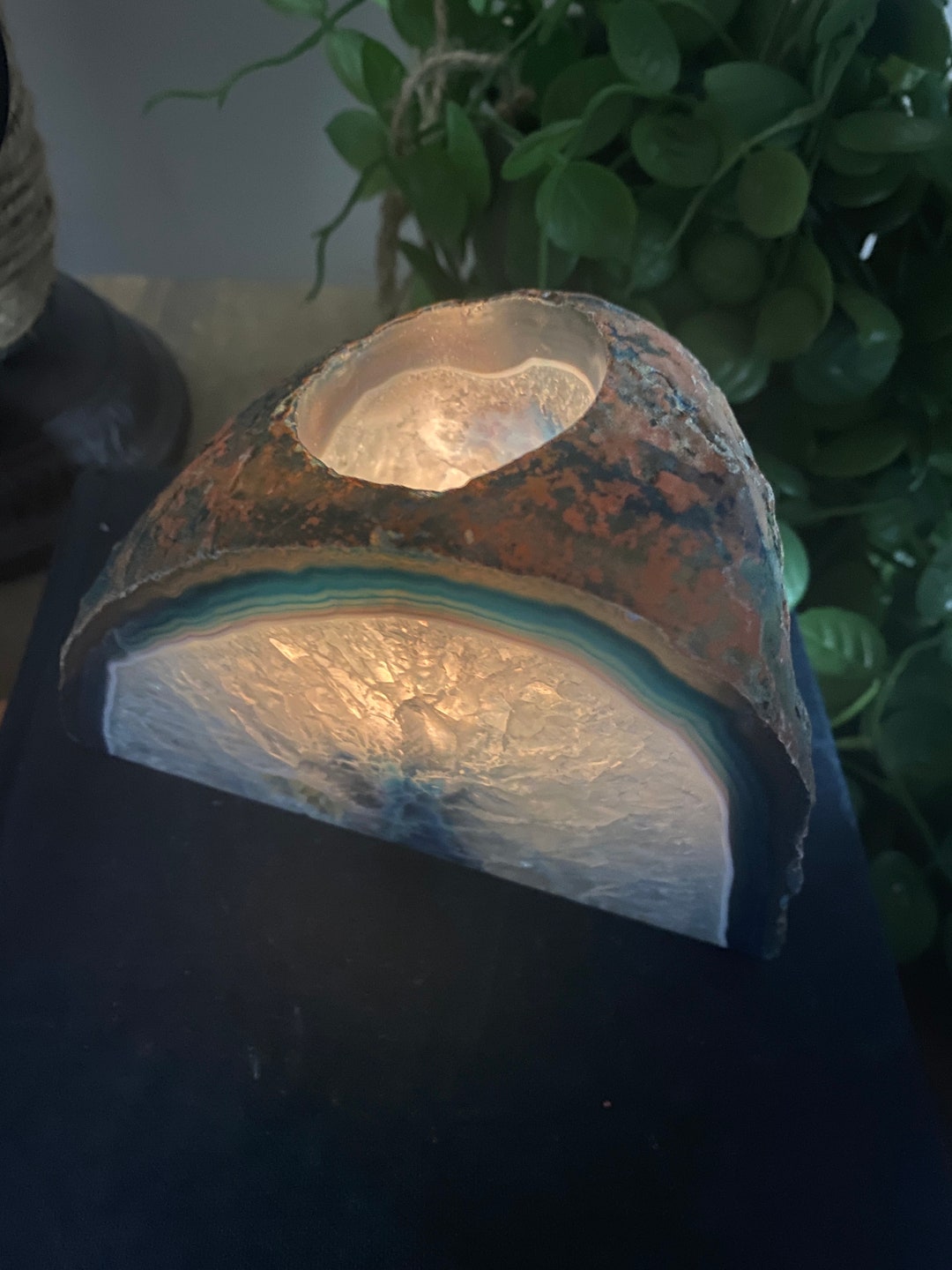 Blue Agate Tea Light Candle Holder Home Decor or Unique Gift Etsy