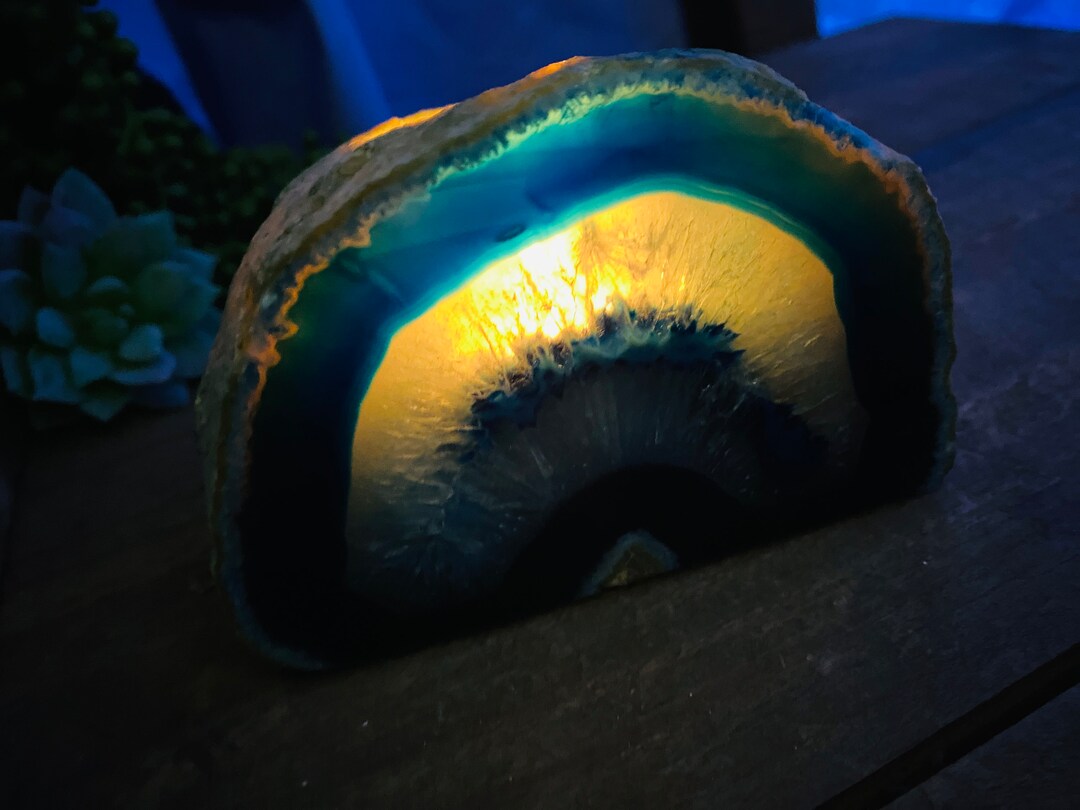 Blue Agate Natural Stone Tea Light Candle Holder Etsy