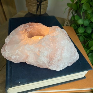 Rose Quartz tea light Candle holder - home decor, bedroom display or unique gift