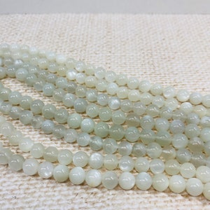 6mm White Matte Moonstone Glass Beads 16 in Strand Indian Jewelry