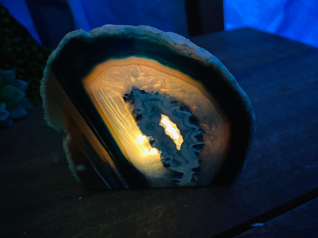 Blue Agate Natural Stone Tea Light Candle Holder Etsy