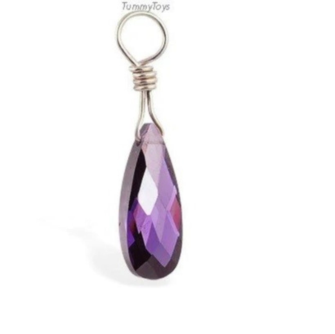 NEW Sterling Silver Interchangeable Swinger Charm Violet CZ Drop Charm
