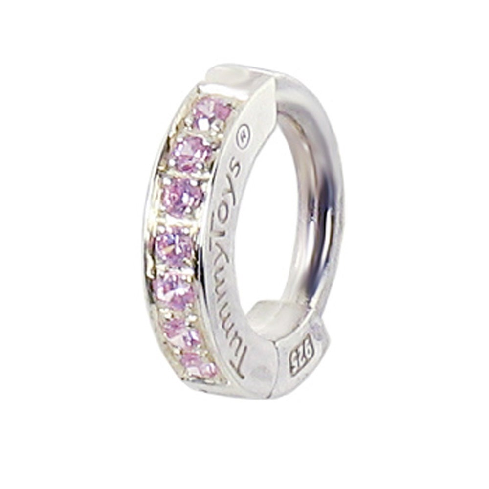 Sterling Silver Navel Ring Pave Set With 7 Powder Pink Czs Exclusively