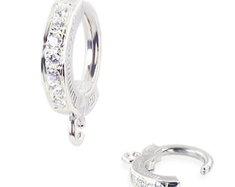 Sterling Silver Navel Ring with Jump Ring - Pave Set with 7 Brilliant White CZs  - Exclusively by TummyToys