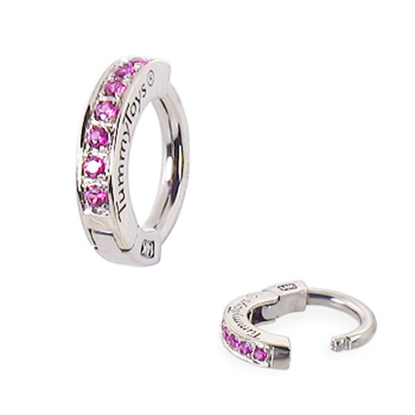 14K White Gold Navel / Belly Ring, Pave Set with 7 Stunning Pink Sapphires - Exclusively by TummyToys