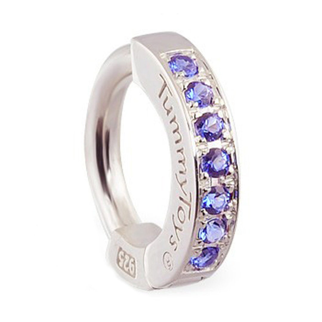 Sterling Silver Navel Ring Pave Set With 7 Purple Czs Exclusively by