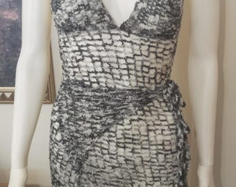 Vestido largo de rejilla de crochet, hecho a mano, de algodón, para playa, ideal para festivales.