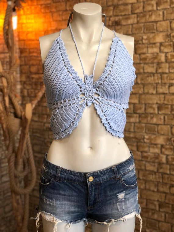 Butterfly Top, Crochet Outfit, Crop Top, Adjustable Top