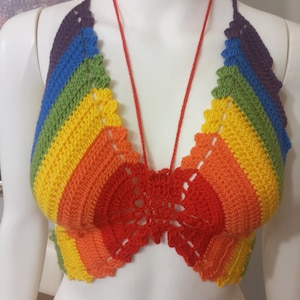 Rainbow Top, Pride Gift, Butterfly Top, Crochet Top, Festival Outfit, Handmade Top, Handmade Outfit, Y2k Top, Pride Flag Top, Handmade Gift