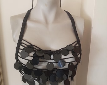 Cadena corporal de lentejuelas hecha a mano: joyería nupcial, de playa y de festivales.